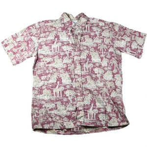 VTG Reyn Spooner || Red & Khaki Safari Palms Size Large